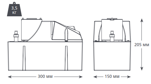 Габаритные размеры дренажной помпы Aspen Heavy Duty 6 m