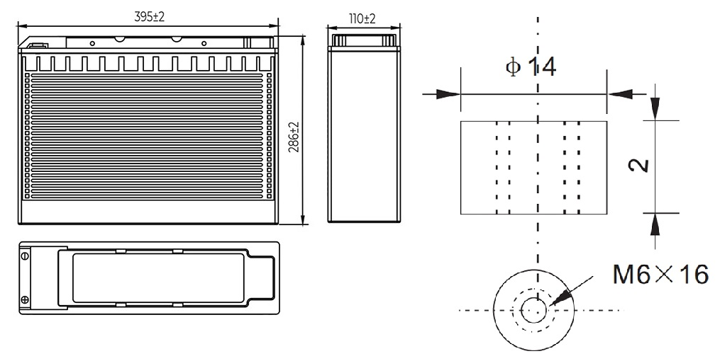Размеры свинцово-кислотной аккумуляторной батареи MR 105-12 FT MNB Battery