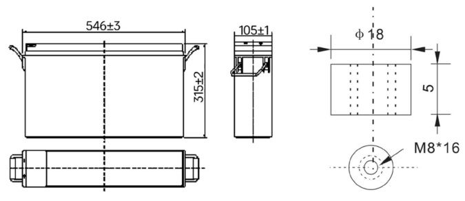 Размеры свинцово-кислотной аккумуляторной батареи MR 125-12 FT MNB Battery
