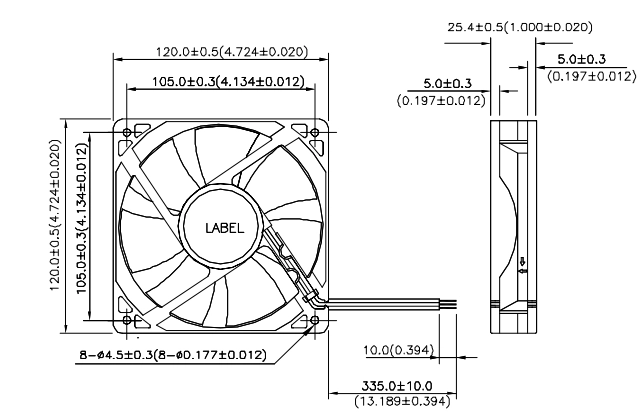 Габаритные размеры вентилятора охлаждения AFB1212M-R00 Delta Electronics Габаритные размеры вентилятора охлаждения AFB1212M-R00 Delta Electronics