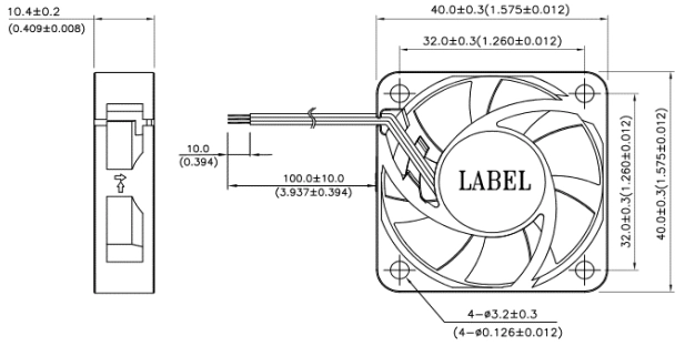 Габаритные размеры вентилятора охлаждения ASB0412SA-00 Delta Electronics