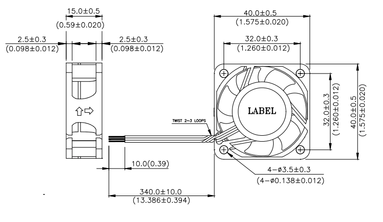 Габаритные размеры вентилятора охлаждения AFB04512HB-F00 Delta Electronics Габаритные размеры вентилятора охлаждения AFB04512HB-F00 Delta Electronics