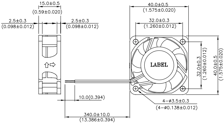 Габаритные размеры вентилятора охлаждения AFB0412VHB Delta Electronics Габаритные размеры вентилятора охлаждения AFB0412VHB Delta Electronics