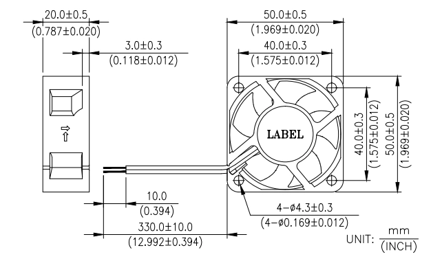 Габаритные размеры вентилятора охлаждения AUB0512MD Delta Electronics Габаритные размеры вентилятора охлаждения AUB0512MD Delta Electronics