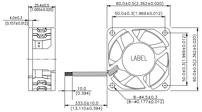 Габаритные размеры вентилятора охлаждения AFC0612D-SP07 Delta Electronics