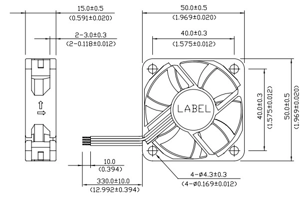 Габаритные размеры вентилятора охлаждения AUC0512DB-AF00 Delta Electronics Габаритные размеры вентилятора охлаждения AUC0512DB-AF00 Delta Electronics