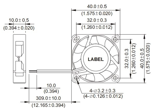 Габаритные размеры вентилятора охлаждения EFB0412MA Delta Electronics Габаритные размеры вентилятора охлаждения EFB0412MA Delta Electronics