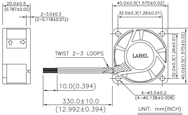 Габаритные размеры вентилятора охлаждения EFB0405HHDX01 Delta Electronics Габаритные размеры вентилятора охлаждения EFB0405HHDX01 Delta Electronics