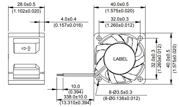 Габаритные размеры вентилятора охлаждения FFB0412UHN-CA07 Delta Electronics Габаритные размеры вентилятора охлаждения FFB0412UHN-CA07 Delta Electronics