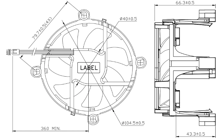 Габаритные размеры вентилятора охлаждения FHS-A9020S01 Delta Electronics Габаритные размеры вентилятора охлаждения FHS-A9020S01 Delta Electronics