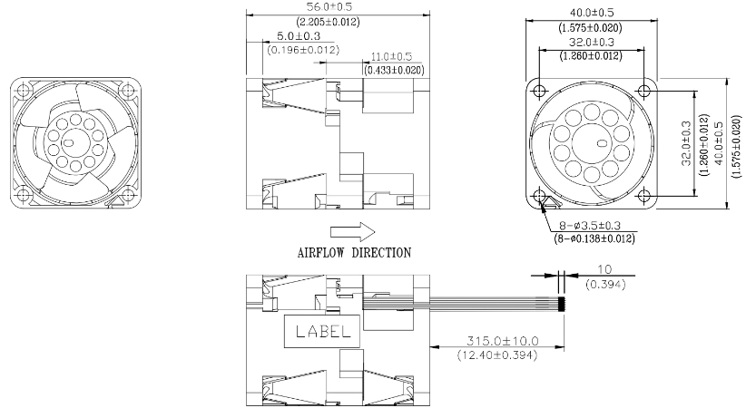 Габаритные размеры вентилятора охлаждения GFM0412SS-DE1PB7Q Delta Electronics Габаритные размеры вентилятора охлаждения GFM0412SS-DE1PB7Q Delta Electronics