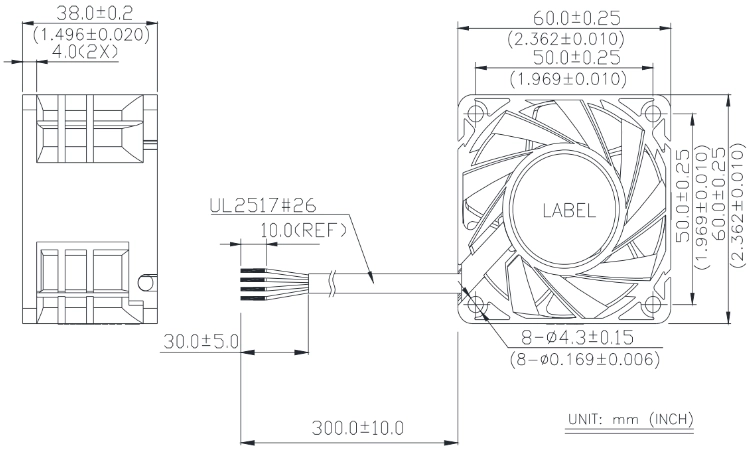 Габаритные размеры вентилятора охлаждения PFC0648SE-00P8 Delta Electronics Габаритные размеры вентилятора охлаждения PFC0648SE-00P8 Delta Electronics