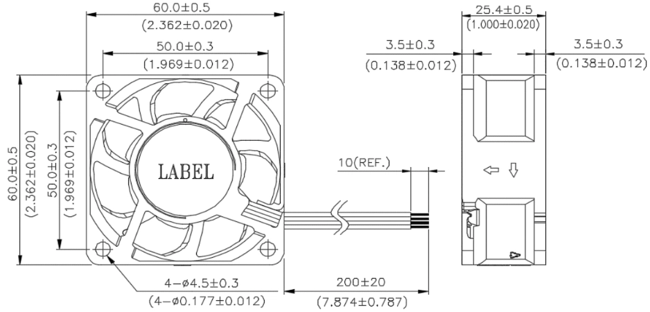 Габаритные размеры вентилятора охлаждения QFR0612UH-B Delta Electronics Габаритные размеры вентилятора охлаждения QFR0612UH-B Delta Electronics