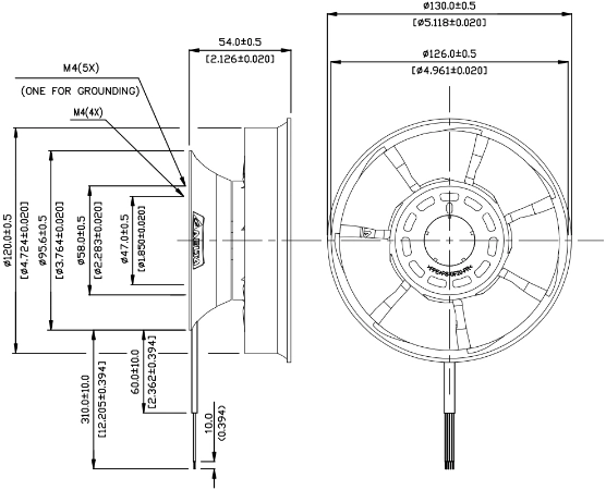 Габаритные размеры вентилятора охлаждения TEA1248CS Delta Electronics
