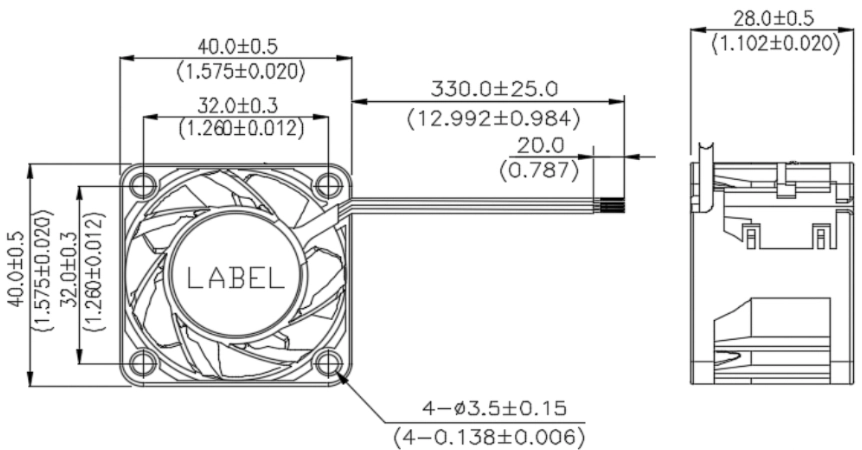 Габаритные размеры вентилятора охлаждения TFA0412CNP8 Delta Electronics Габаритные размеры вентилятора охлаждения TFA0412CNP8 Delta Electronics
