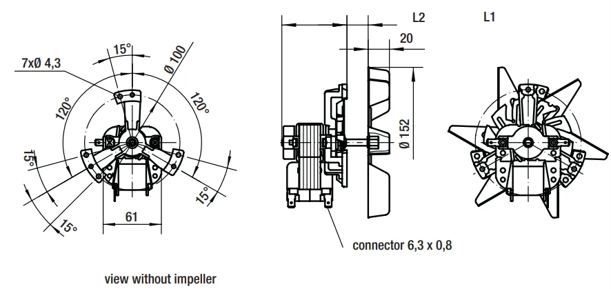 Габариты и монтаж вентилятора RRL152/0020A92-3030LH-197 fhe Ебмпапст Габариты и монтаж вентилятора RRL152/0020A92-3030LH-197 fhe Ебмпапст