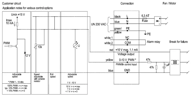 Схема подключения S3G400-LC22-51 Ebmpapst