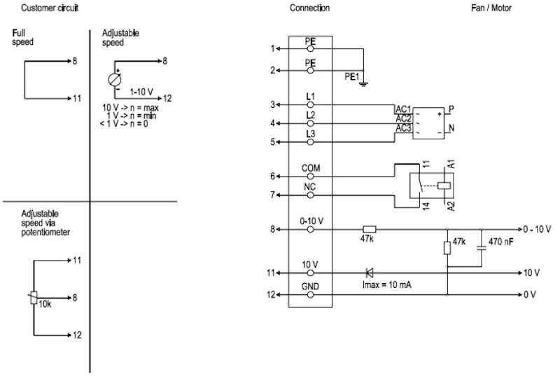 Схема подключения W3G500-GN33-01 Ebmpapst Схема подключения W3G500-GN33-01 Ebmpapst