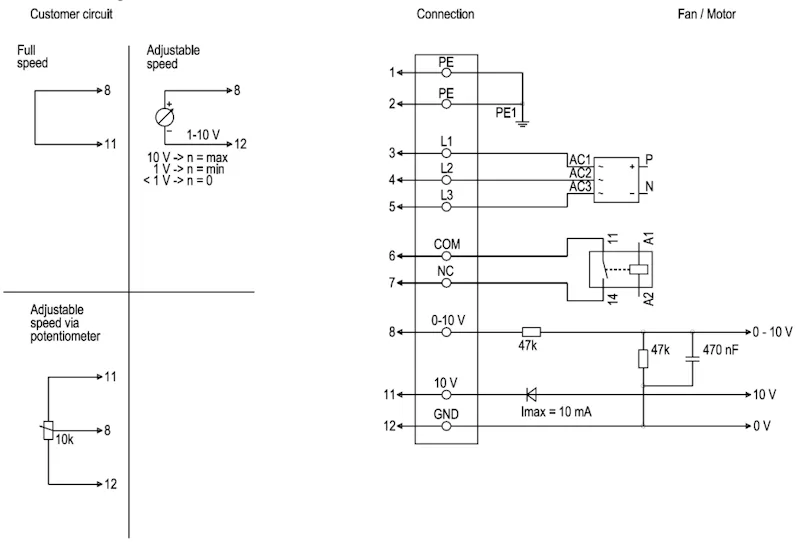 Схема подключения W3G800-GO84-01 Ebmpapst