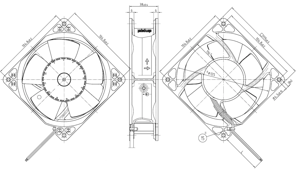 Габаритные размеры DC 4114 NXU Габаритные размеры DC 4114 NXU