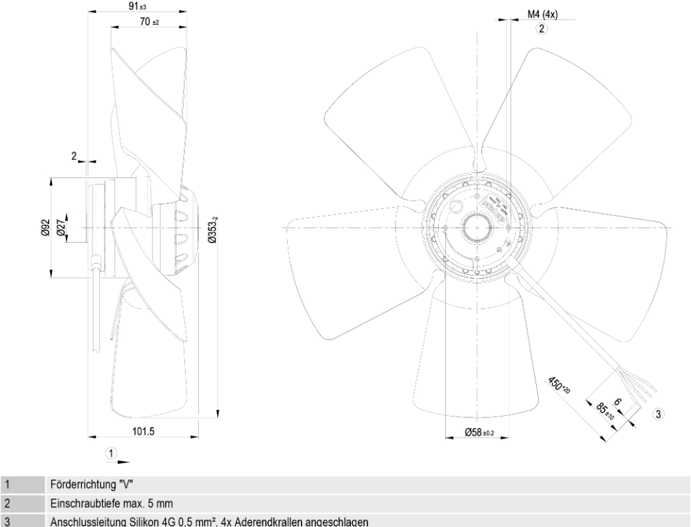 Габаритные размеры AC A4D350-AA04-22