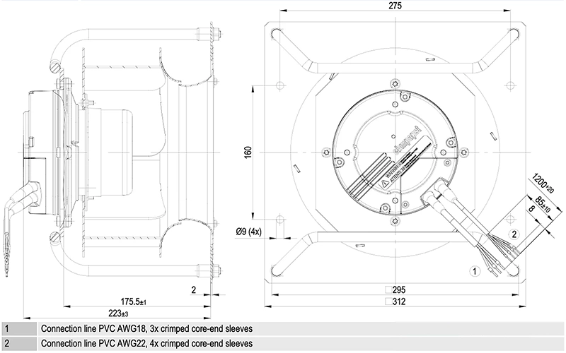 Габаритные размеры K3G250-AP26-92