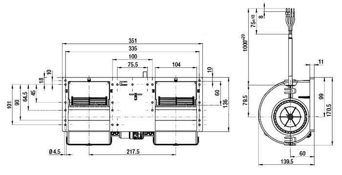 Габаритные размеры K3G097-AS82-26 Габаритные размеры K3G097-AS82-26