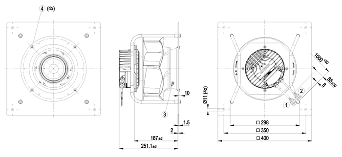 Габаритные размеры K3G250-PR17-I2 Габаритные размеры K3G250-PR17-I2