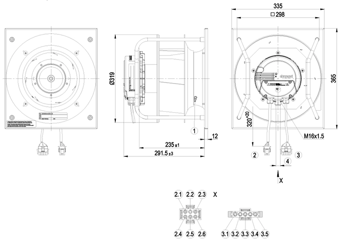 Габаритные размеры K3G280-AU06-B8