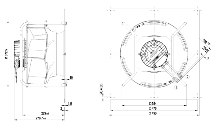 Габаритные размеры K3G355-RS02-H2 Габаритные размеры K3G355-RS02-H2