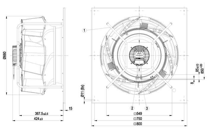 Габаритные размеры K3G630-RL95-01