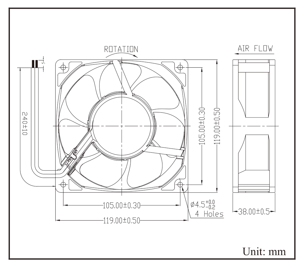 Габаритные размеры Jamicon JF1238B1TR