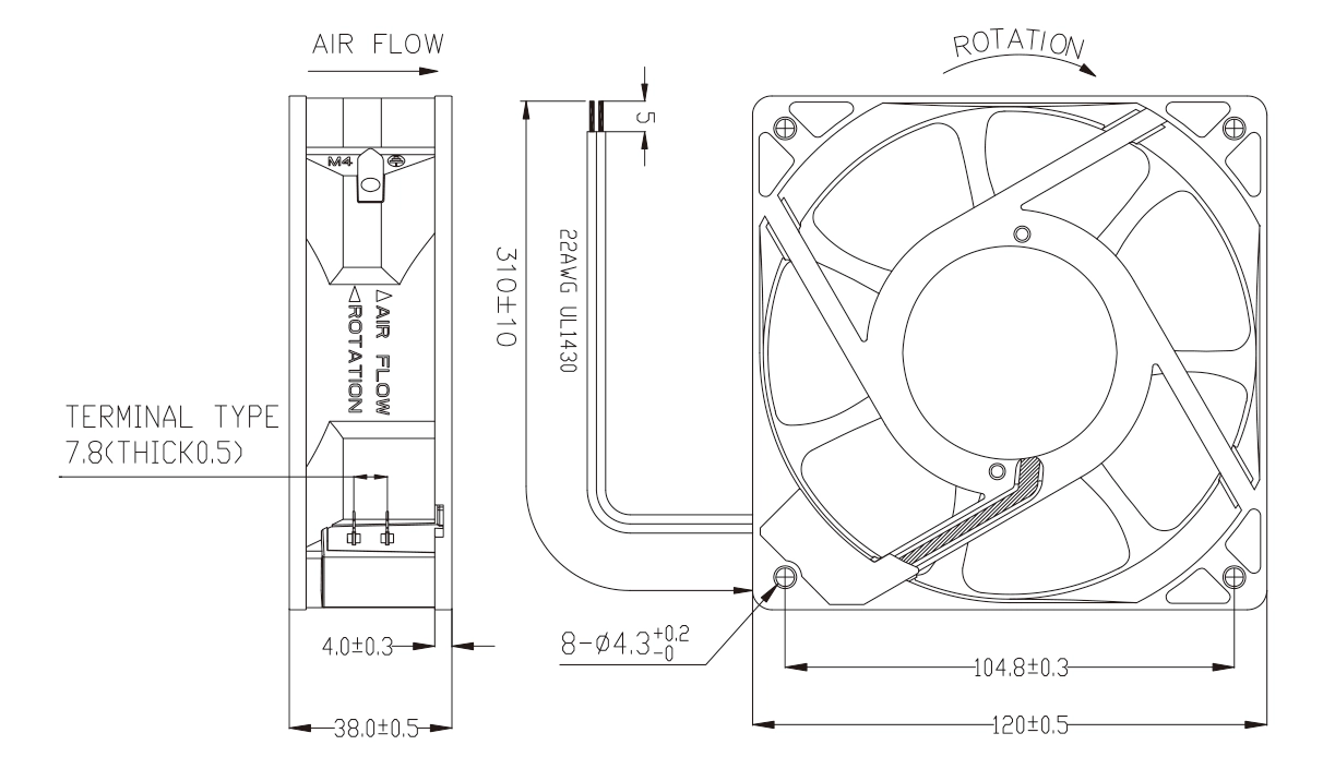 Габаритные размеры Jamicon KA1238H2B110N-T
