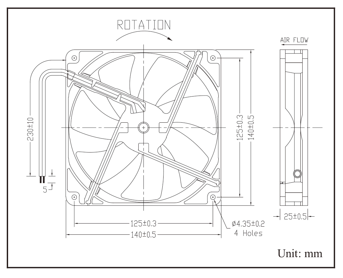 Габаритные размеры Jamicon KF1425B1UR
