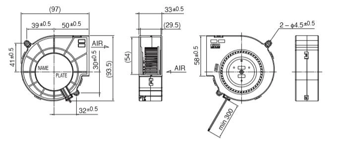 Габаритные размеры радиального вентилятора 09533GS-24M-ATD-0 NMB Technologies