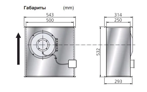 Габаритные размеры RK 500x250 B1