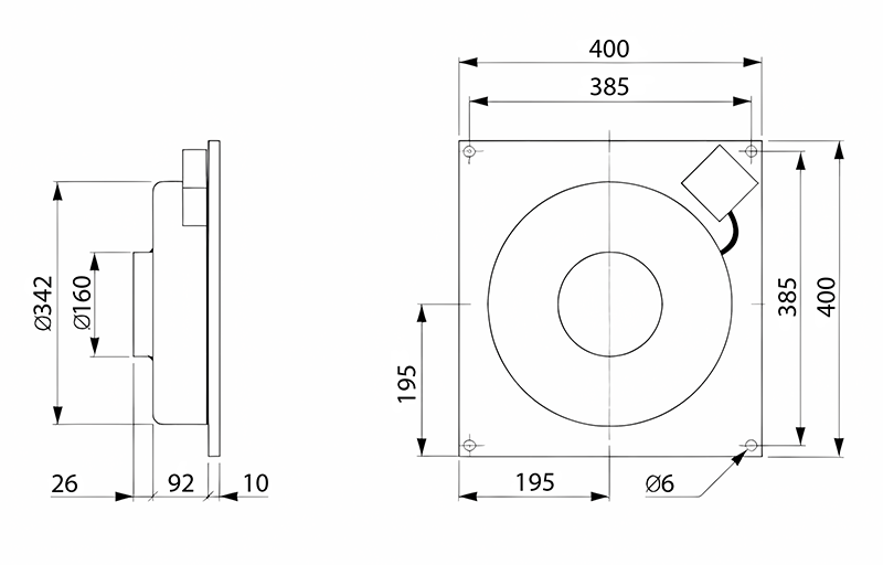 Размеры вентилятора KVFU 160 C1