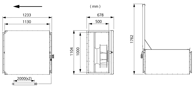 Размеры вентилятора IRB 100x50 F3 EC