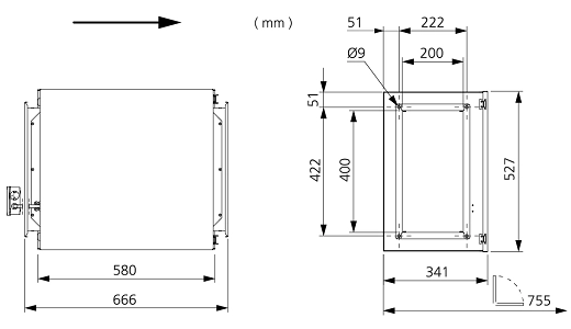 Размеры вентилятора IRE 40x20 B1