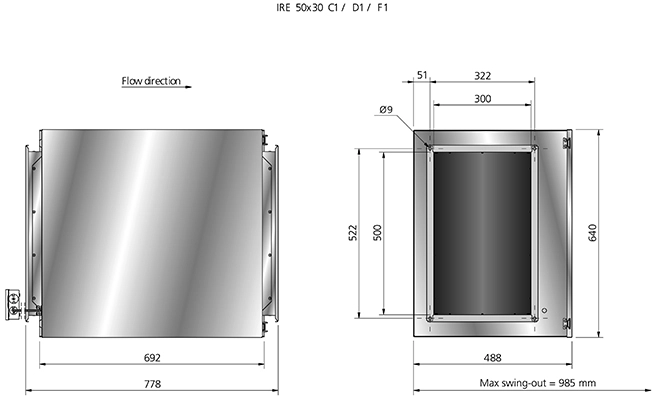Размеры вентилятора IRE 50x30 C1 Размеры вентилятора IRE 50x30 C1