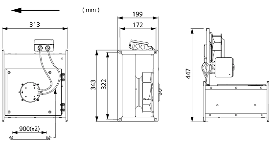 Размеры вентилятора RKB 300x150 B1 EC Размеры вентилятора RKB 300x150 B1 EC