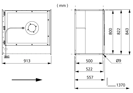 Размеры вентилятора RKB 800x500 B3 Размеры вентилятора RKB 800x500 B3