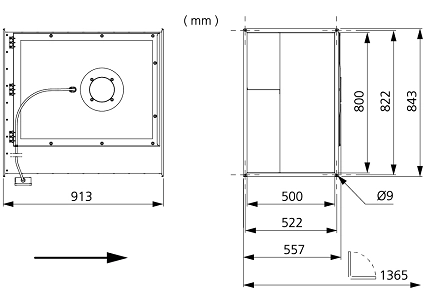 Размеры вентилятора RKB 800x500 K3 Размеры вентилятора RKB 800x500 K3