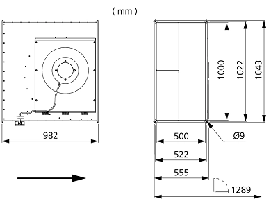 Размеры вентилятора RK 1000x500 H3 ErP Размеры вентилятора RK 1000x500 H3 ErP