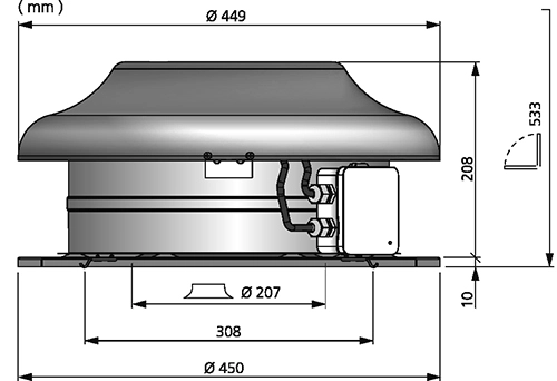Размеры вентилятора TKC 400 C EC Размеры вентилятора TKC 400 C EC