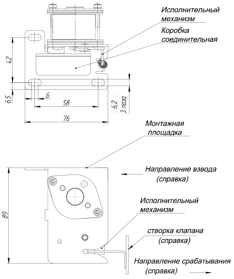 Размеры электромагнитного привода M-239-230 ALLFA ASTRA