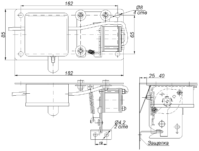 Размеры электромагнитного привода M183-230 ALLFA ASTRA