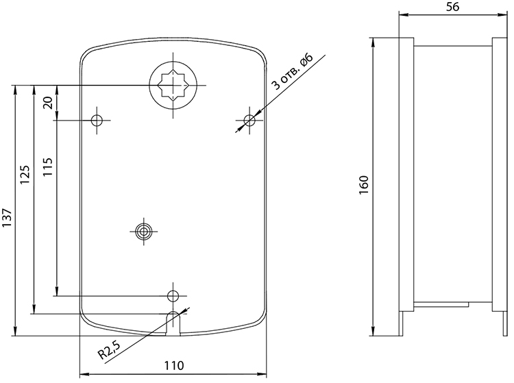 Размеры электропривода BVM BLE230-10