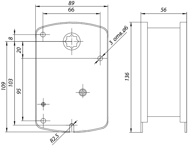 Размеры электропривода BVM BLF230-03