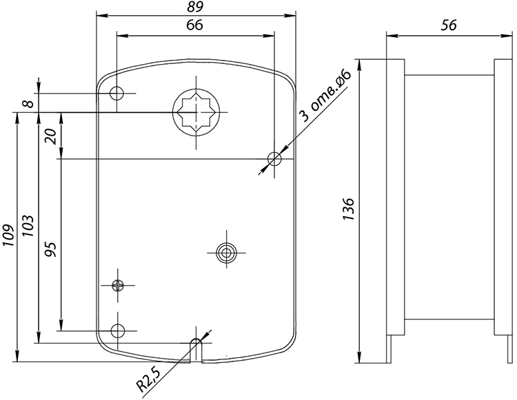 Размеры электропривода BVM BLF24-03
